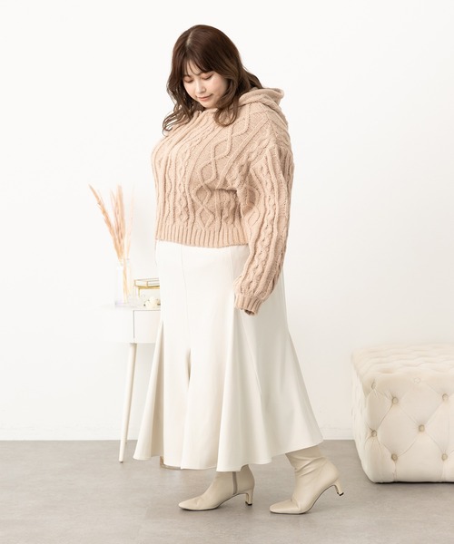 SLURR（スラ―）の「[大きいサイズ]フードケーブルZIPブルゾン（ブルゾン・レディース・ベージュ/アイボリー/モカ・L）」の8枚目の写真