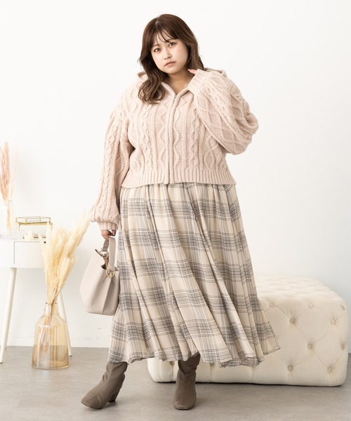 SLURR（スラ―）の「[大きいサイズ]フードケーブルZIPブルゾン（ブルゾン・レディース・ベージュ/アイボリー/モカ・L）」の4枚目の写真