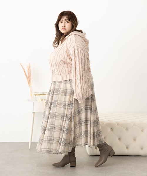 SLURR（スラ―）の「[大きいサイズ]フードケーブルZIPブルゾン（ブルゾン・レディース・ベージュ/アイボリー/モカ・L）」の7枚目の写真