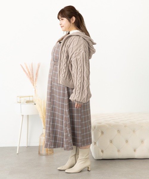 SLURR（スラ―）の「[大きいサイズ]フードケーブルZIPブルゾン（ブルゾン・レディース・ベージュ/アイボリー/モカ・L）」の5枚目の写真