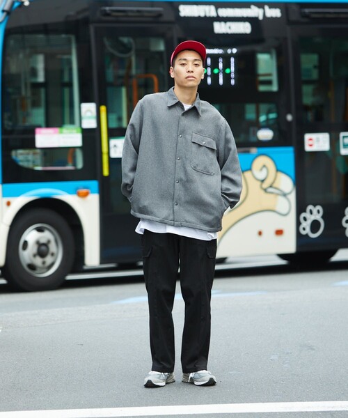 FREAK'S STORE(フリークスストア)の「FREAK'S STORE/フリークスストア ウーリーシャツコーチJKT/ポリエステルウール/コーチジャケット(シャツ/ブラウス・メンズ・ブラック/ダークグレー/ベージュ/ブラウン・LARGE/SMALL/MEDIUM)」の5枚目の写真