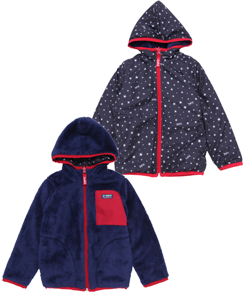 X-girl Stages(エックスガールステージス)の「【VERY11月号掲載】FLUFFY REVERSIBLE JACKET(12M~3T)(ブルゾン・キッズ・マルチ/ベージュ/ネイビー・12M/2T/3T)」の3枚目の写真