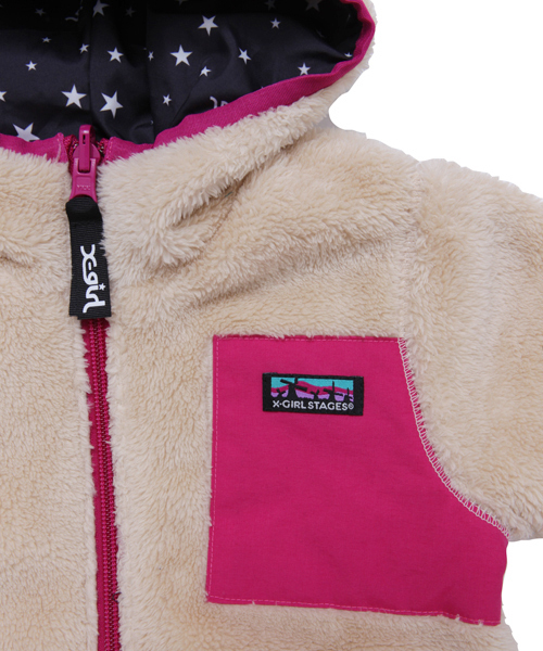 X-girl Stages(エックスガールステージス)の「【VERY11月号掲載】FLUFFY REVERSIBLE JACKET(12M~3T)(ブルゾン・キッズ・マルチ/ベージュ/ネイビー・12M/2T/3T)」の13枚目の写真