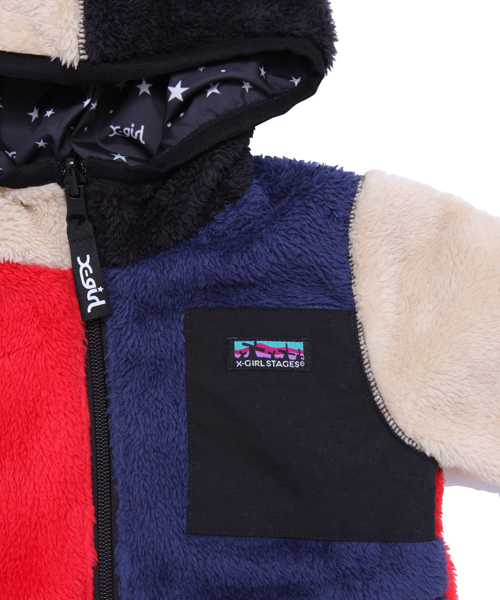 X-girl Stages(エックスガールステージス)の「【VERY11月号掲載】FLUFFY REVERSIBLE JACKET(12M~3T)(ブルゾン・キッズ・マルチ/ベージュ/ネイビー・12M/2T/3T)」の5枚目の写真