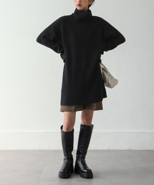 Chillfar（チルファー）の「７Gタートルロングニットプルオーバー（ニット/セーター・レディース・黄緑系/グレイッシュベージュ/ブラック/ブルー・FREE）」の11枚目の写真