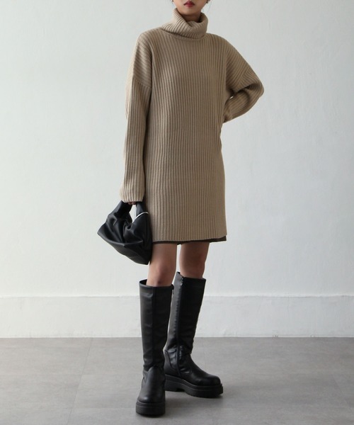 Chillfar（チルファー）の「７Gタートルロングニットプルオーバー（ニット/セーター・レディース・黄緑系/グレイッシュベージュ/ブラック/ブルー・FREE）」の18枚目の写真