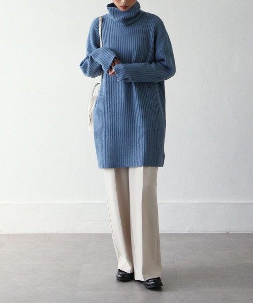 Chillfar（チルファー）の「７Gタートルロングニットプルオーバー（ニット/セーター・レディース・黄緑系/グレイッシュベージュ/ブラック/ブルー・FREE）」の16枚目の写真