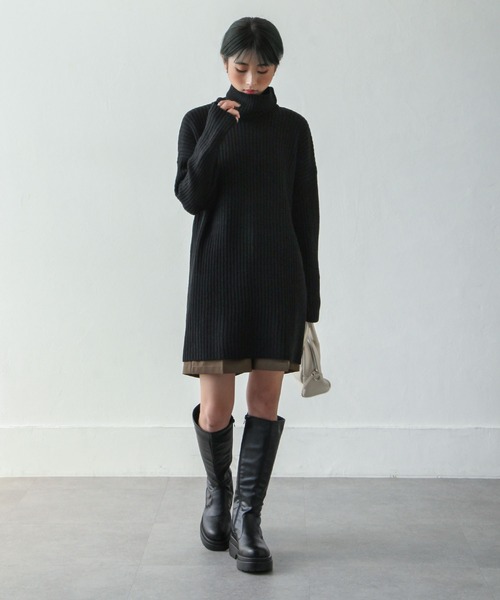 Chillfar（チルファー）の「７Gタートルロングニットプルオーバー（ニット/セーター・レディース・黄緑系/グレイッシュベージュ/ブラック/ブルー・FREE）」の14枚目の写真