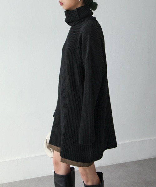 Chillfar（チルファー）の「７Gタートルロングニットプルオーバー（ニット/セーター・レディース・黄緑系/グレイッシュベージュ/ブラック/ブルー・FREE）」の5枚目の写真