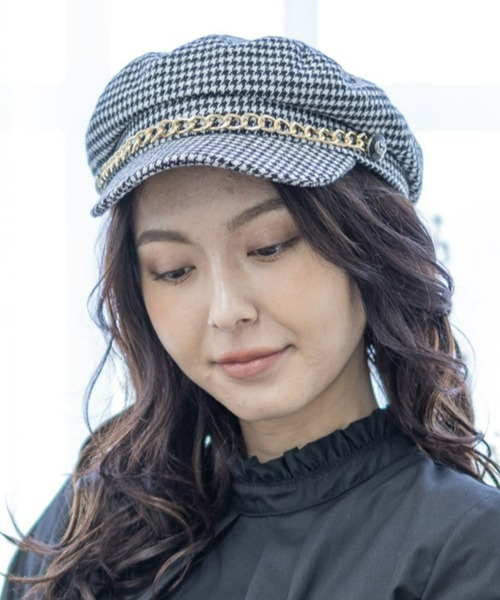 clear（クリア）の「チェーン付き千鳥柄キャスケット/帽子（キャスケット・レディース・ブラック/ブラウン・F）」の8枚目の写真
