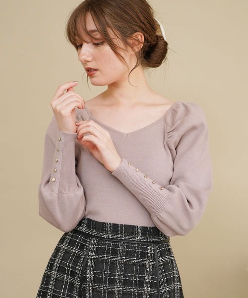 NOELA（ノエラ）の「ボリュームスリーブニット（ニット/セーター・レディース・オフホワイト/ボルドー/ベージュ/ブラック・フリー）」の4枚目の写真