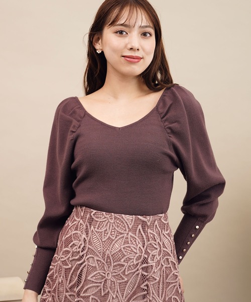 NOELA（ノエラ）の「ボリュームスリーブニット（ニット/セーター・レディース・オフホワイト/ボルドー/ベージュ/ブラック・フリー）」の17枚目の写真