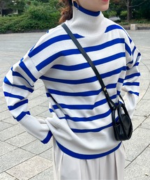 feepur | 【ハンドウォッシャブル】ハイネックボーダーニット(ニット/セーター)