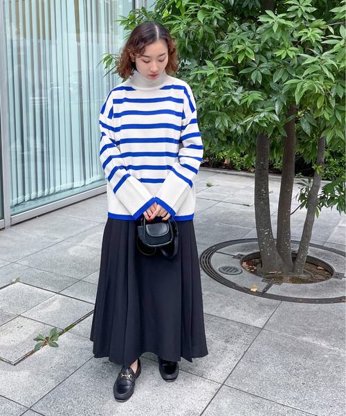 feepur（フェピュール）の「【ハンドウォッシャブル】ハイネックボーダーニット（ニット/セーター・レディース・ブルー/グレー/オフホワイト/グリーン・MEDIUM）」の16枚目の写真