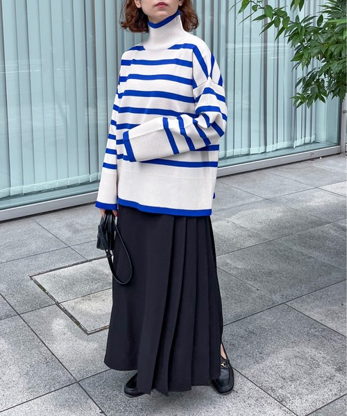 feepur（フェピュール）の「【ハンドウォッシャブル】ハイネックボーダーニット（ニット/セーター・レディース・ブルー/グレー/オフホワイト/グリーン・MEDIUM）」の19枚目の写真