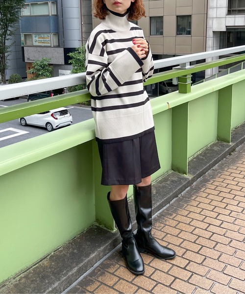 feepur（フェピュール）の「【ハンドウォッシャブル】ハイネックボーダーニット（ニット/セーター・レディース・ブルー/グレー/オフホワイト/グリーン・MEDIUM）」の5枚目の写真