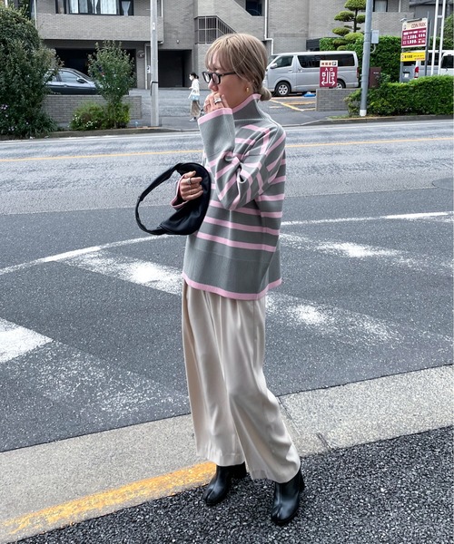 feepur（フェピュール）の「【ハンドウォッシャブル】ハイネックボーダーニット（ニット/セーター・レディース・ブルー/グレー/オフホワイト/グリーン・MEDIUM）」の8枚目の写真