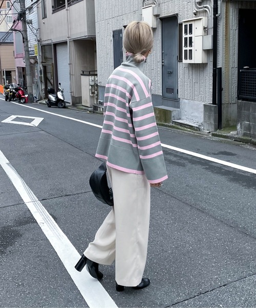 feepur（フェピュール）の「【ハンドウォッシャブル】ハイネックボーダーニット（ニット/セーター・レディース・ブルー/グレー/オフホワイト/グリーン・MEDIUM）」の20枚目の写真