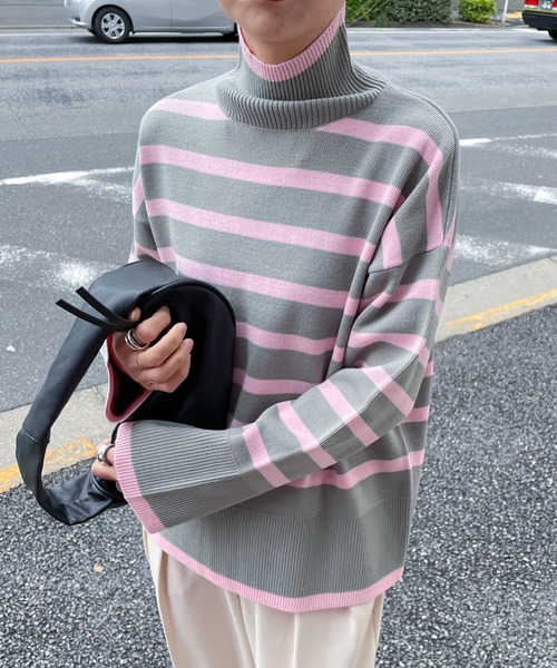 feepur（フェピュール）の「【ハンドウォッシャブル】ハイネックボーダーニット（ニット/セーター・レディース・ブルー/グレー/オフホワイト/グリーン・MEDIUM）」の17枚目の写真