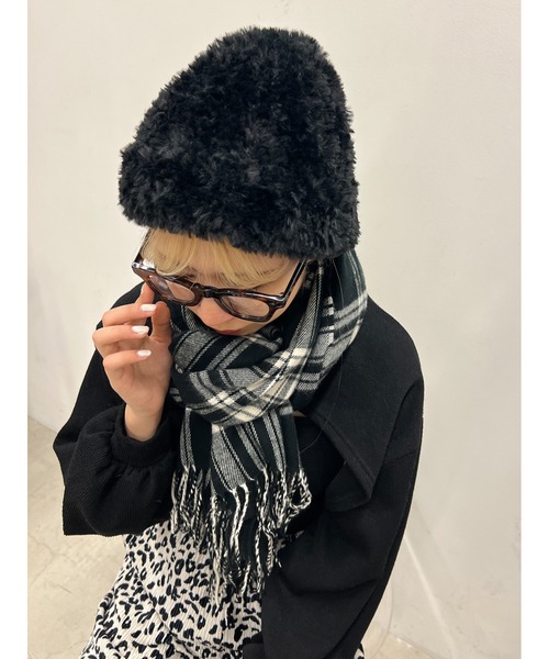 WC（ダブル シー）の「ふわふわボリュームニットキャップ（ニットキャップ/ビーニー・レディース・ブラック/ホワイト・FREE）」の4枚目の写真