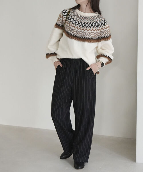 fredy emue(フレディエミュ)の「ストライプイージーセミワイドパンツ(その他パンツ・レディース・ブラック系その他/グレー系その他・38/36)」の6枚目の写真