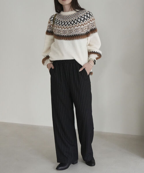 fredy emue(フレディエミュ)の「ストライプイージーセミワイドパンツ(その他パンツ・レディース・ブラック系その他/グレー系その他・38/36)」の11枚目の写真