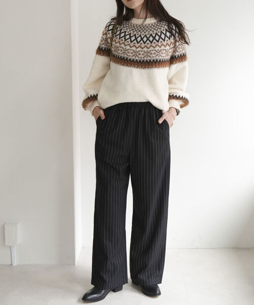 fredy emue(フレディエミュ)の「ストライプイージーセミワイドパンツ(その他パンツ・レディース・ブラック系その他/グレー系その他・38/36)」の9枚目の写真