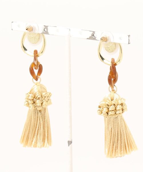 tone（トーン）の「【Astyle】パールチェーンタッセルピアス(MA)（ピアス（両耳用）・レディース・ブラウン系その他・FREE）」の4枚目の写真
