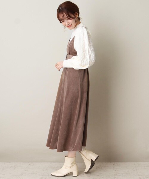 ITS'DEMO（イッツデモ）の「【ウエストマークでバランス抜群/微光沢】コーデュロイキャミワンピース（ワンピース・レディース・ブラウン系その他/アイボリー/ブルー・00）」の5枚目の写真