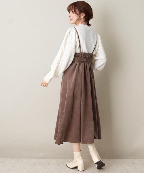 ITS'DEMO（イッツデモ）の「【ウエストマークでバランス抜群/微光沢】コーデュロイキャミワンピース（ワンピース・レディース・ブラウン系その他/アイボリー/ブルー・00）」の6枚目の写真