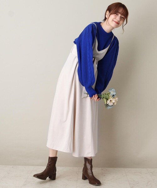 ITS'DEMO（イッツデモ）の「【ウエストマークでバランス抜群/微光沢】コーデュロイキャミワンピース（ワンピース・レディース・ブラウン系その他/アイボリー/ブルー・00）」の12枚目の写真