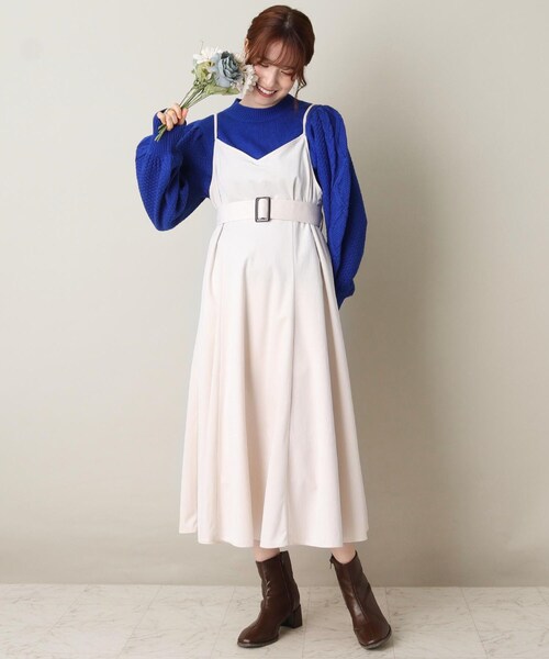 ITS'DEMO（イッツデモ）の「【ウエストマークでバランス抜群/微光沢】コーデュロイキャミワンピース（ワンピース・レディース・ブラウン系その他/アイボリー/ブルー・00）」の13枚目の写真