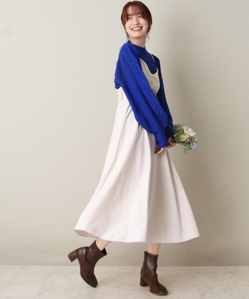 ITS'DEMO（イッツデモ）の「【ウエストマークでバランス抜群/微光沢】コーデュロイキャミワンピース（ワンピース・レディース・ブラウン系その他/アイボリー/ブルー・00）」の14枚目の写真