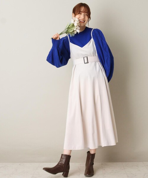 ITS'DEMO（イッツデモ）の「【ウエストマークでバランス抜群/微光沢】コーデュロイキャミワンピース（ワンピース・レディース・ブラウン系その他/アイボリー/ブルー・00）」の15枚目の写真