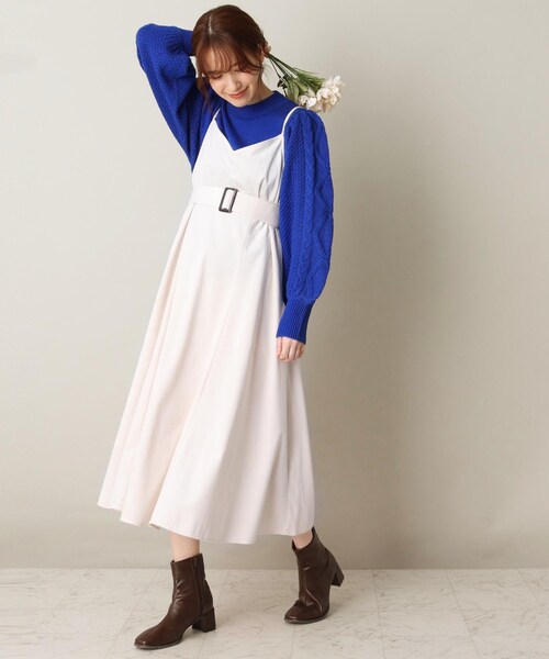 ITS'DEMO（イッツデモ）の「【ウエストマークでバランス抜群/微光沢】コーデュロイキャミワンピース（ワンピース・レディース・ブラウン系その他/アイボリー/ブルー・00）」の16枚目の写真
