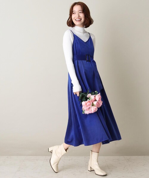 ITS'DEMO（イッツデモ）の「【ウエストマークでバランス抜群/微光沢】コーデュロイキャミワンピース（ワンピース・レディース・ブラウン系その他/アイボリー/ブルー・00）」の18枚目の写真