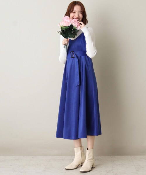 ITS'DEMO（イッツデモ）の「【ウエストマークでバランス抜群/微光沢】コーデュロイキャミワンピース（ワンピース・レディース・ブラウン系その他/アイボリー/ブルー・00）」の19枚目の写真