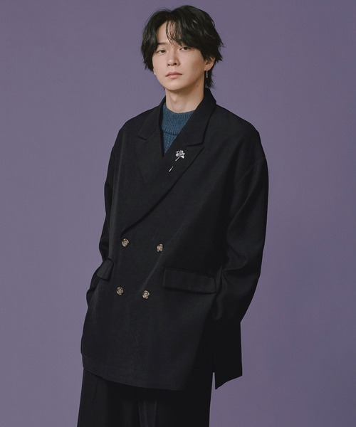 Ellno Loset（エルノロゼット）の「ダブルルーズジャケットコート/セットアップ対応（テーラードジャケット・メンズ・ブラック/ブルーグリーン・MEDIUM/LARGE）」の14枚目の写真