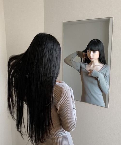 LVEU.(ラブユ.)の「【LVEU.】ハートネックストレッチフレアワンピース / ワンピ ワンピース ストレッチ タイト フレア ロング リブ ニット 長袖 ブラック アイボリー グレー カーキ(ワンピース・レディース・ブラック/カーキ/アイボリー/グレー・FREE)」の14枚目の写真
