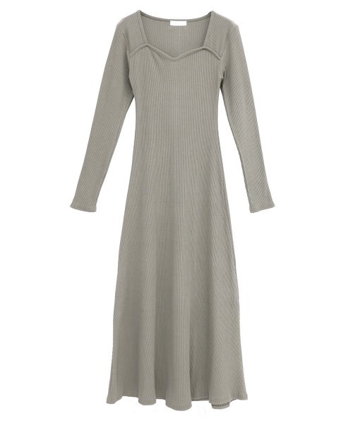 LVEU.】ハートネックストレッチフレアワンピース / ワンピ