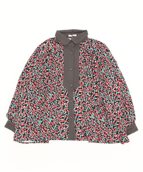 sandy（サンディー）の「【sandy】プリント切替起毛ブラウス（シャツ/ブラウス・レディース・ブラック/ブラウン/ネイビー/グレー・FREE）」の2枚目の写真