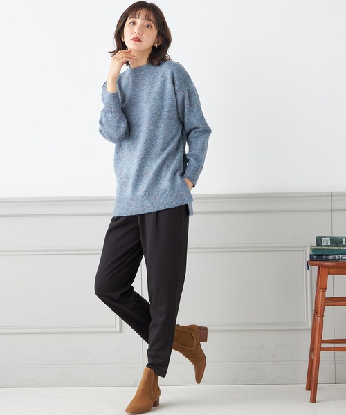 Petit Honfleur(プチオンフルール)の「【ウォッシャブル】カラーネップニットチュニック(ニット/セーター・レディース・ネイビー/サックスブルー/グレー・L/M)」の17枚目の写真