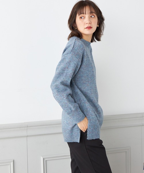 Petit Honfleur(プチオンフルール)の「【ウォッシャブル】カラーネップニットチュニック(ニット/セーター・レディース・ネイビー/サックスブルー/グレー・L/M)」の13枚目の写真