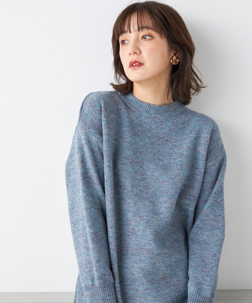 Petit Honfleur(プチオンフルール)の「【ウォッシャブル】カラーネップニットチュニック(ニット/セーター・レディース・ネイビー/サックスブルー/グレー・L/M)」の7枚目の写真