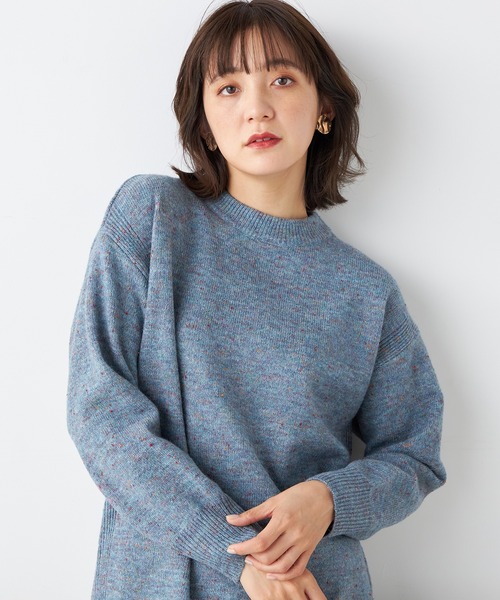 Petit Honfleur(プチオンフルール)の「【ウォッシャブル】カラーネップニットチュニック(ニット/セーター・レディース・ネイビー/サックスブルー/グレー・L/M)」の5枚目の写真