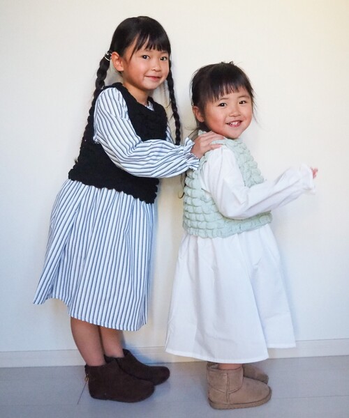 SHOO・LA・RUE（シューラルー）の「◆【110-140cm】ポコポコベスト＆ブロードワンピセット（ワンピース・キッズ・ブラック/ライトグリーン・11/12/13/14）」の15枚目の写真