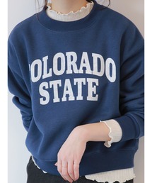 Samansa Mos2 blue | 裏起毛ロゴスウェット(Tシャツ/カットソー)