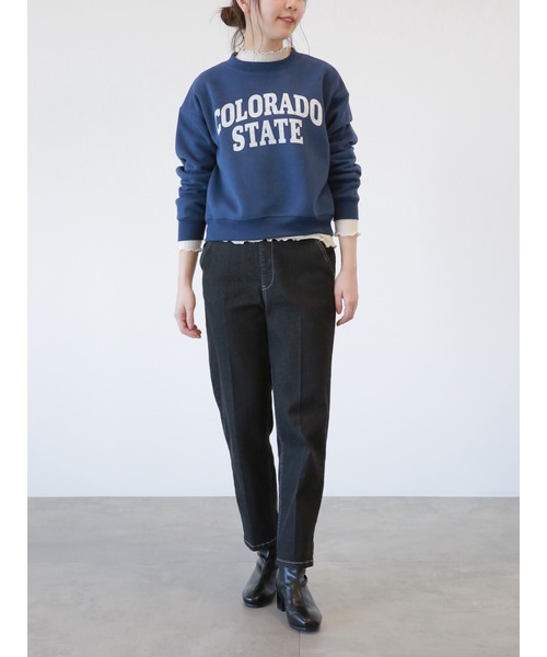 Samansa Mos2 blue(サマンサモスモスブルー)の「裏起毛ロゴスウェット(Tシャツ/カットソー・レディース・ネイビー/チャコール/トップグレー・フリ-)」の14枚目の写真