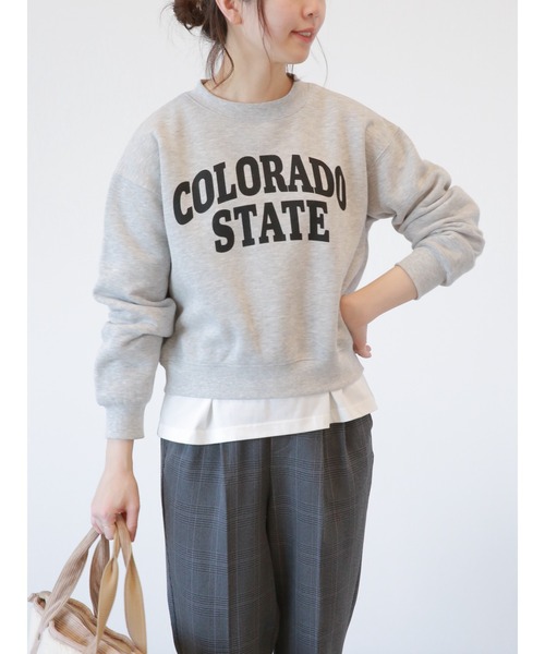 Samansa Mos2 blue(サマンサモスモスブルー)の「裏起毛ロゴスウェット(Tシャツ/カットソー・レディース・ネイビー/チャコール/トップグレー・フリ-)」の17枚目の写真