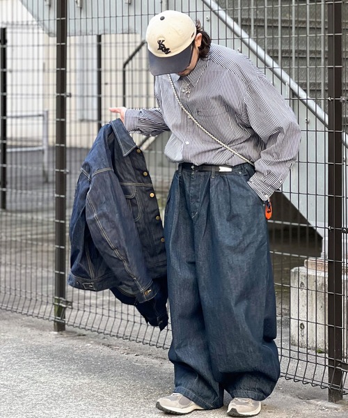 Java（ジャバ）の「《JaVaジャバ コラボ》1枚でマルチウェイ。コットン100％胸刺繍ストライプBIGシルエットシャツ（シャツ/ブラウス・メンズ・ブルー/ブラック系その他/ホワイト・X-LARGE/MEDIUM/SMALL/LARGE）」の10枚目の写真